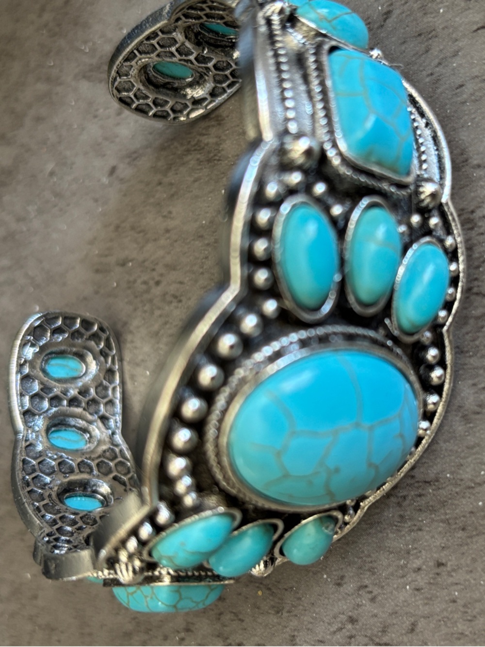 Turquoise Stone Cuff Bracelet - Men or Women Jewelry